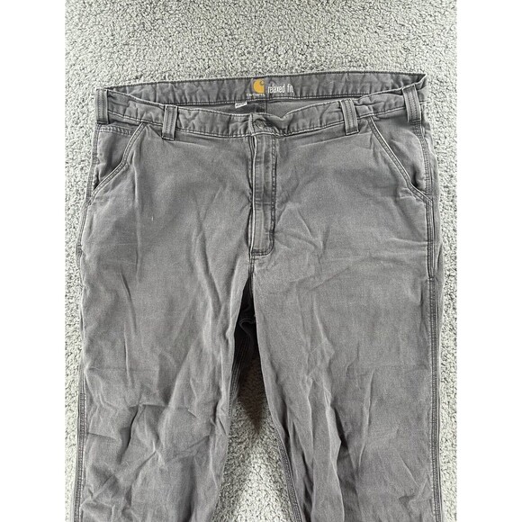 Carhartt Utility Carpenter Relaxed Fit Pants Mens 42x32 Gray Work Pockets Canvas - Picture 2 of 10